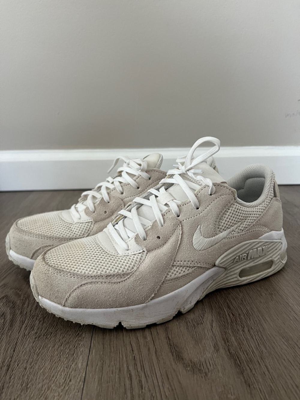 Nike Off-White/Beige Suede & Mesh Air Max Sneakers